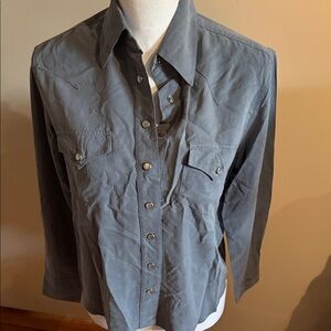 Western blue pearl button top.